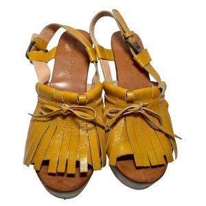Gerard Darel Women’s Mustard Gold Patent Leather Strap Mule Clogs- Size EU 37
